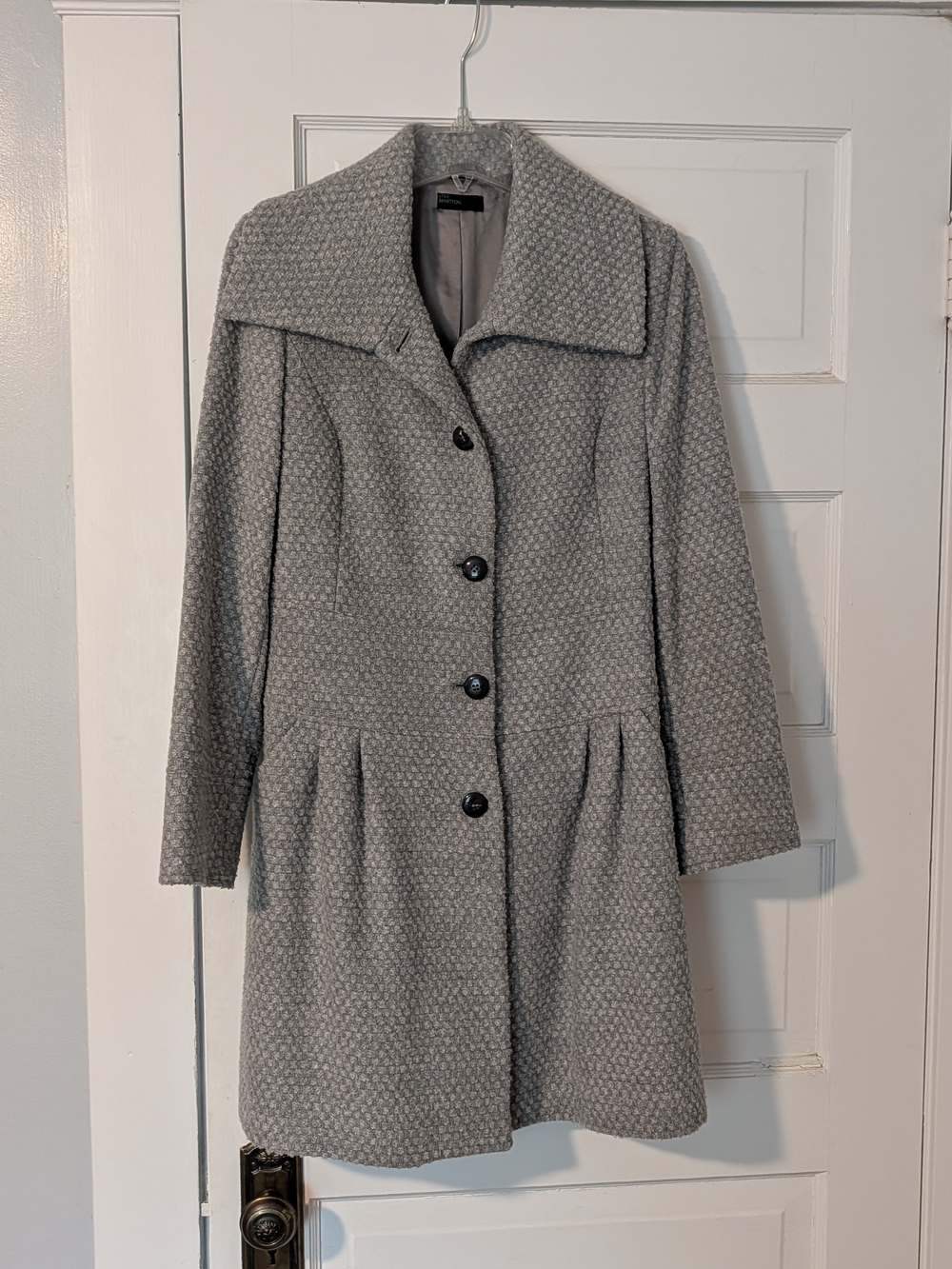 United Colors Of Benetton Light Gray Textured Pea Coat